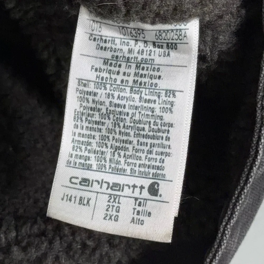 Carhartt Jacket Mens 2XL Tall Black Sandstone Detroit Sierra Workwear J141 Lined